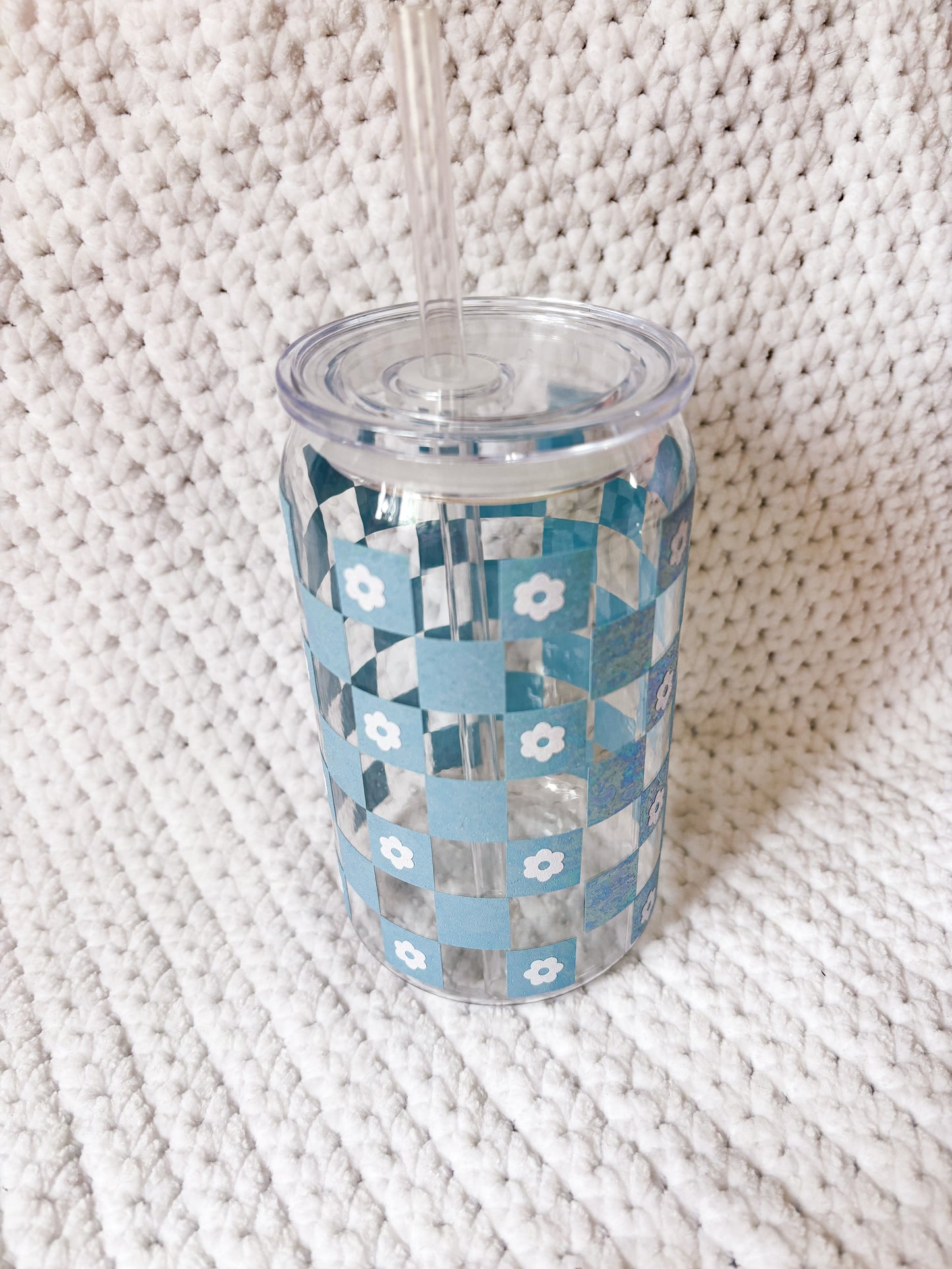 Checkerboard Floral Glass