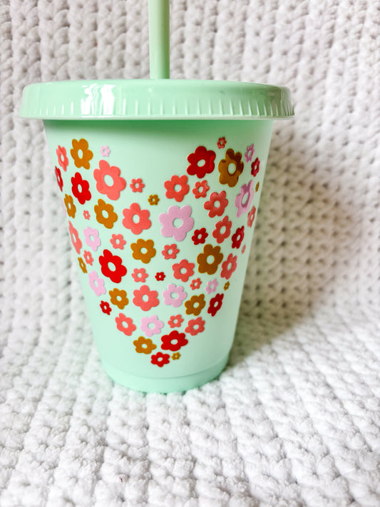 Floral Heart Cold Cup