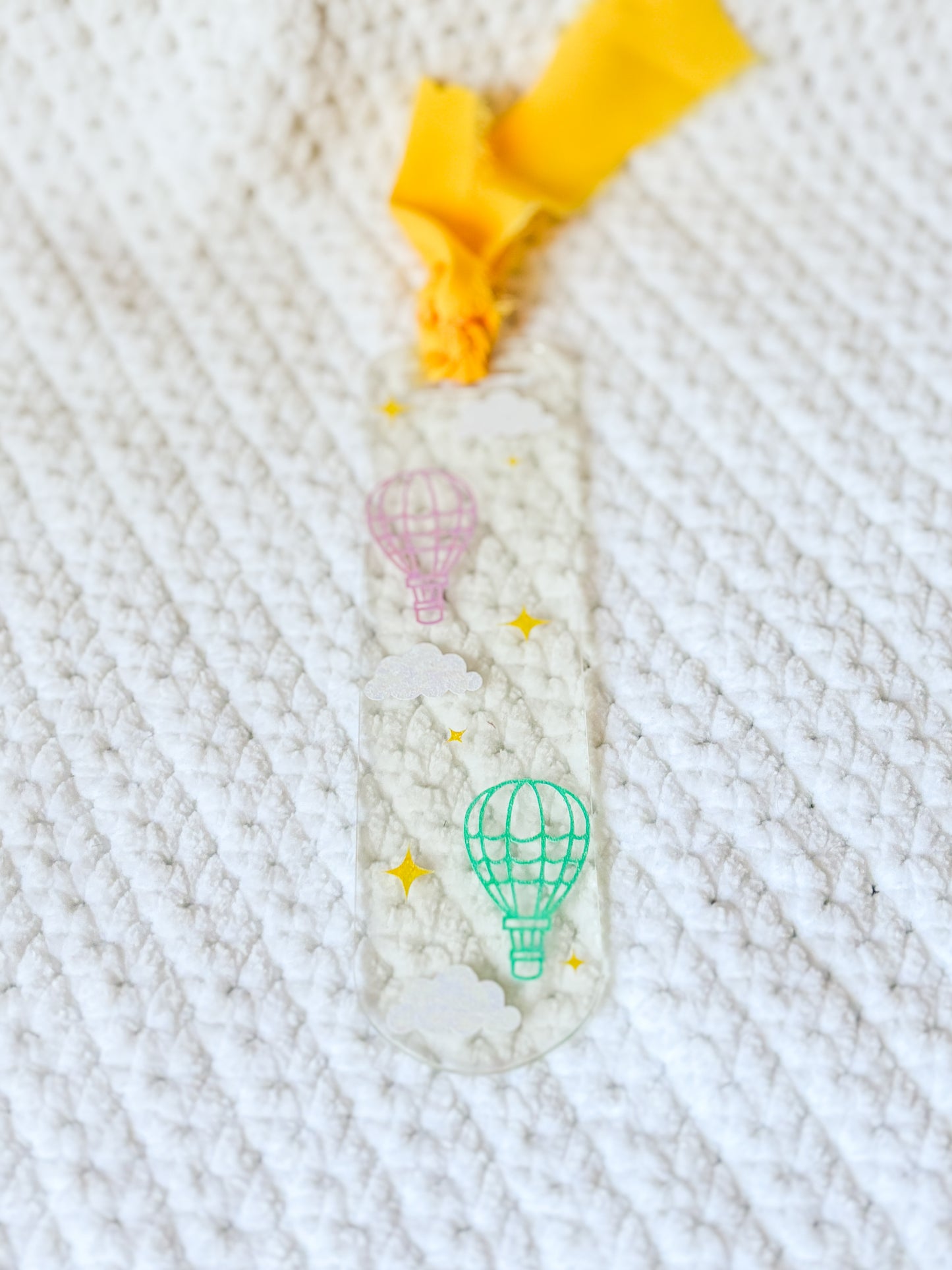 Hot air balloon clear acrylic bookmark