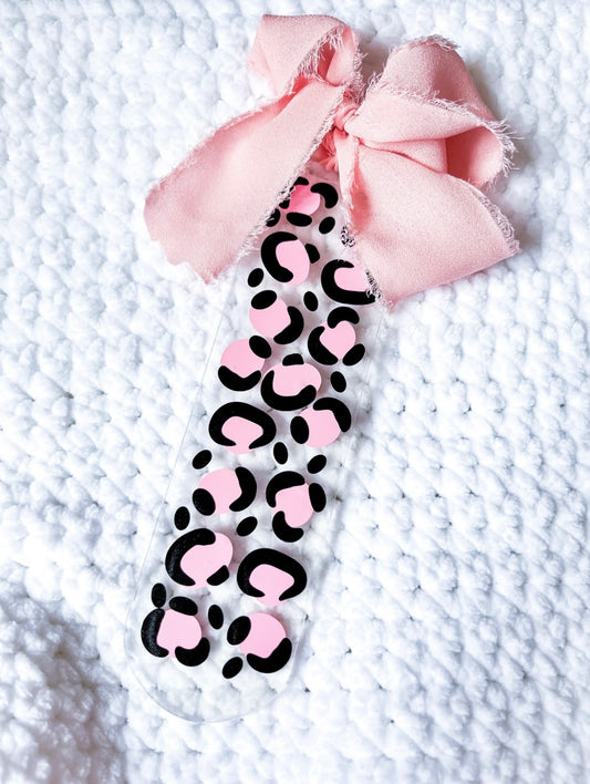 Leopard print clear acrylic bookmark