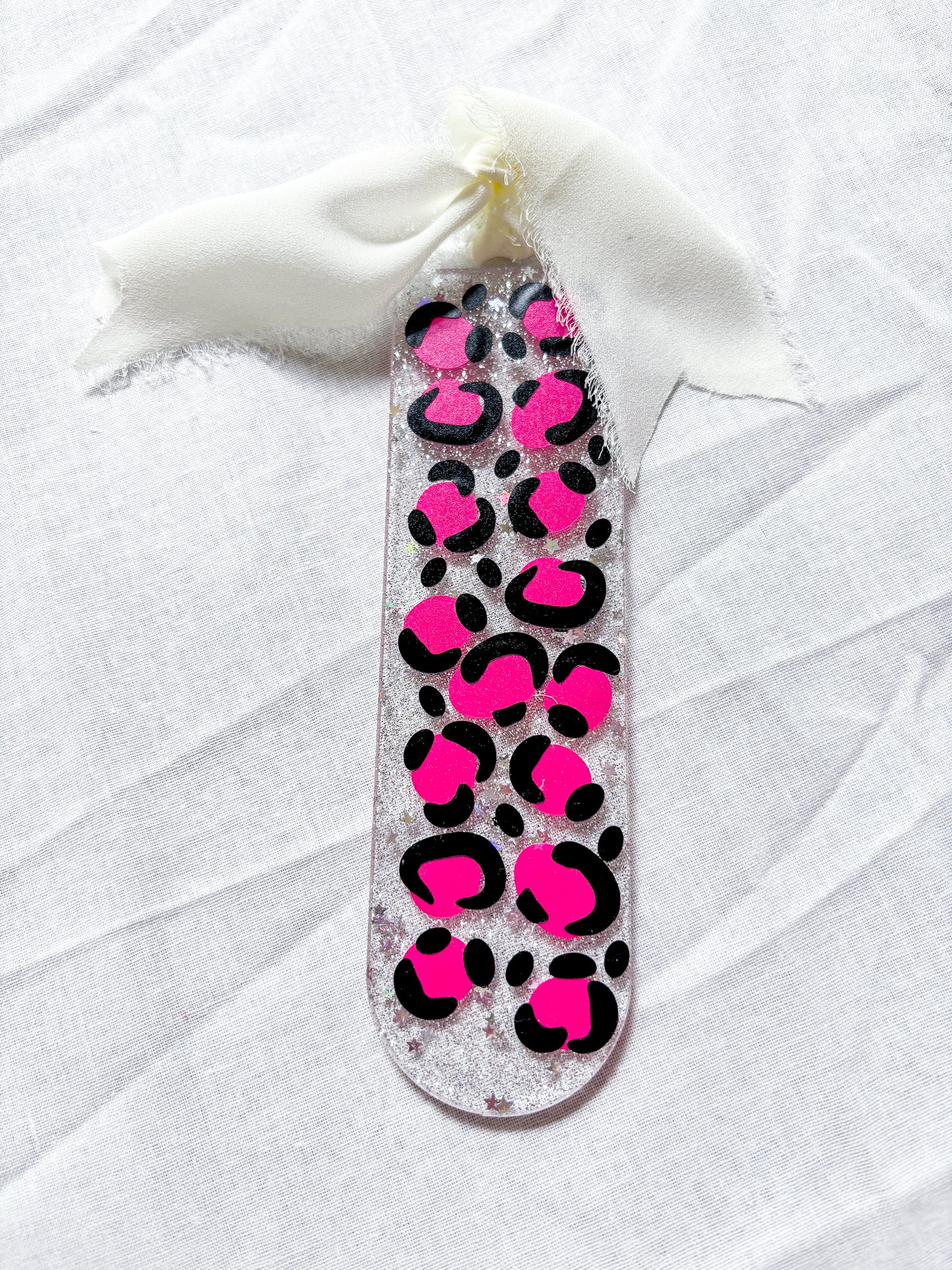 Leopard print clear acrylic bookmark