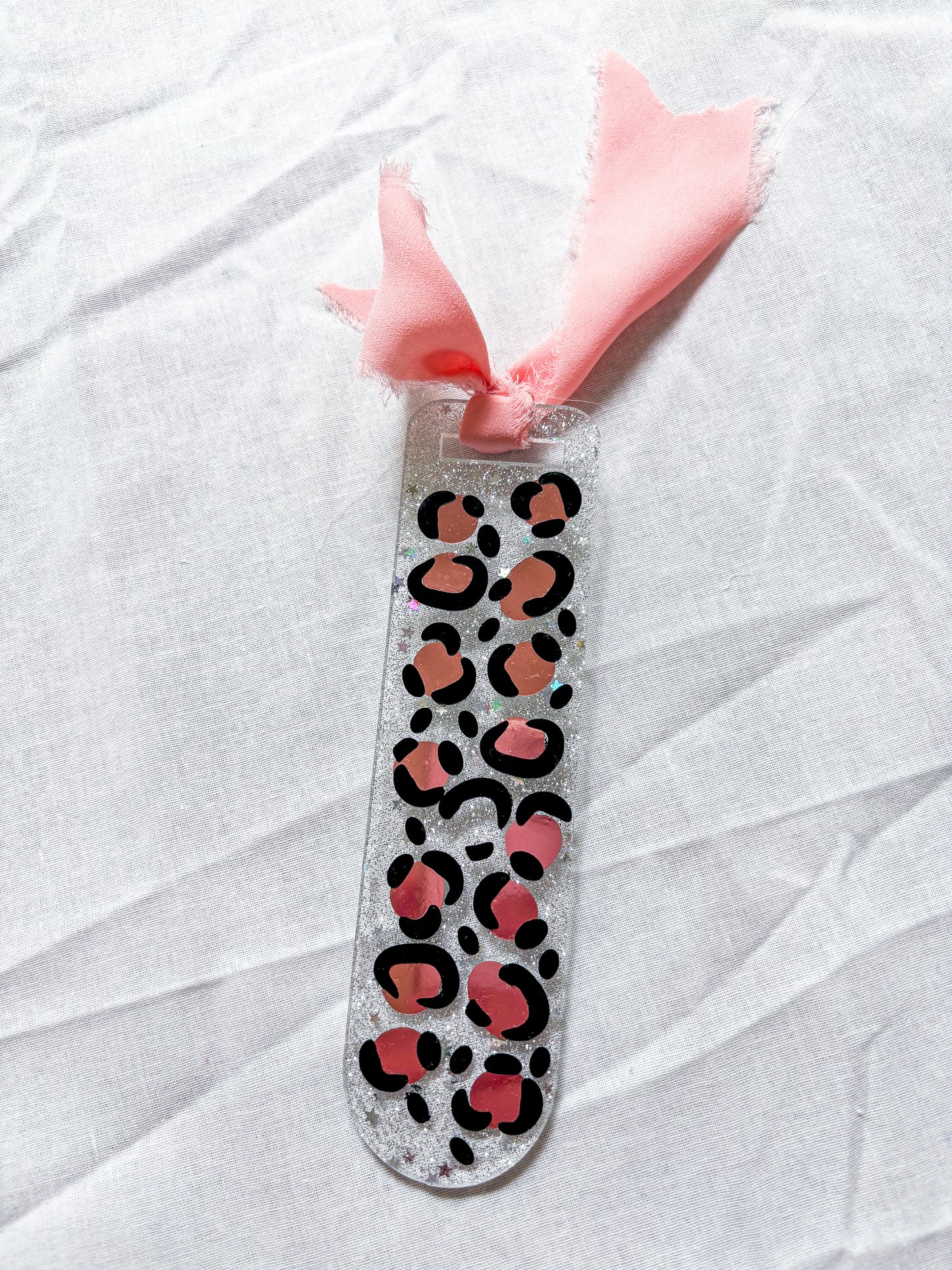 Leopard print clear acrylic bookmark