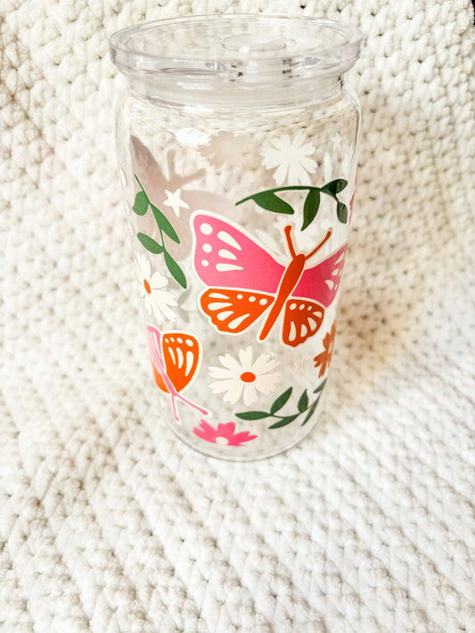 Butterfly & Flower glass