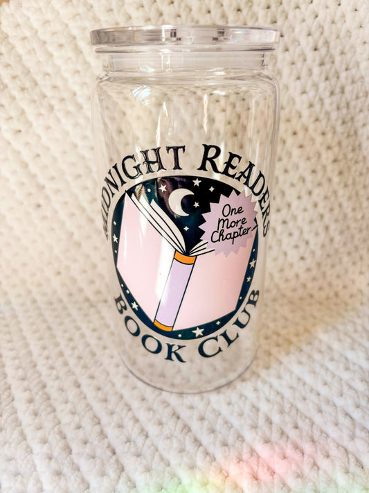 Midnight reader's book club glass